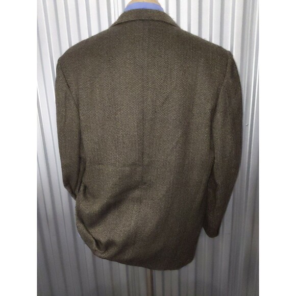 44R brown black Herringbone Tweed PERUVIAN ALPACA Jacket Blazer Sport Coat - Picture 4 of 4